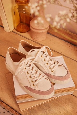 Baskets en cuir Maia - Ecru et rose