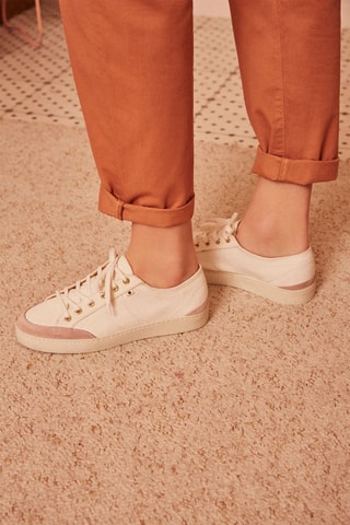 Baskets en cuir Maia - Ecru et rose
