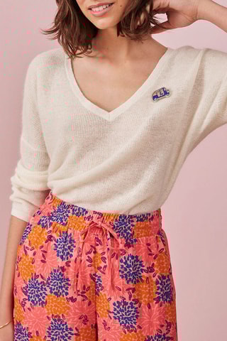 Pull en laine, mohair et alpaga Amirette - Ecru