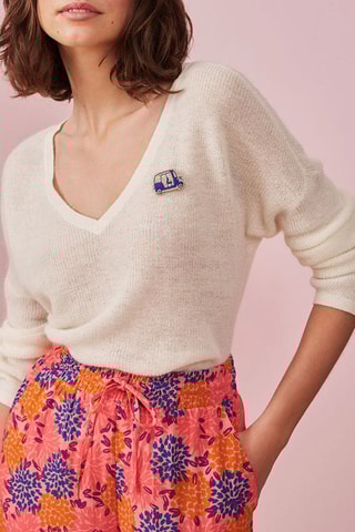 Pull en laine, mohair et alpaga Amirette - Ecru
