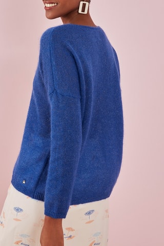 Pull en mohair et soie Billy - Bleu et blanc