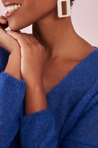Pull en mohair et soie Billy - Bleu et blanc