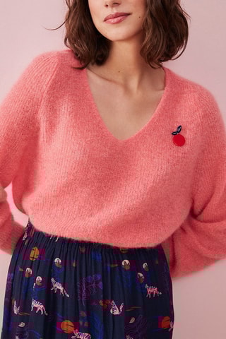 Pull en mohair et alpaga Boston - Rose