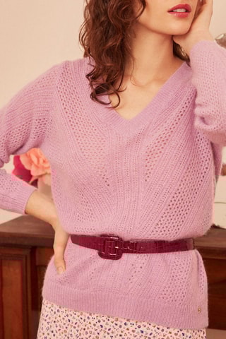 Pull en laine, mohair, alpaga et cachemire Bertin - Mauve