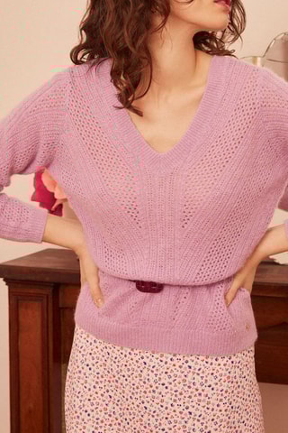 Pull en laine, mohair, alpaga et cachemire Bertin - Mauve