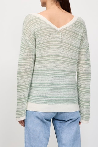 Pull en laine, mohair et alpaga Alado - Ecru et vert