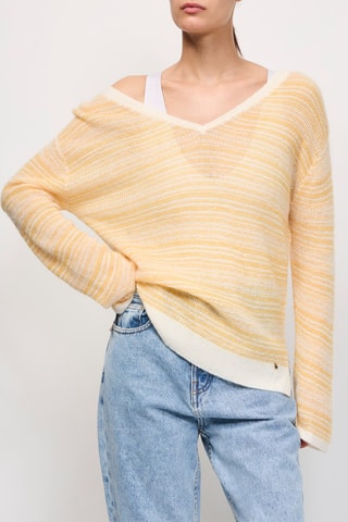 Pull en laine, mohair et alpaga Alado - Ecru et jaune