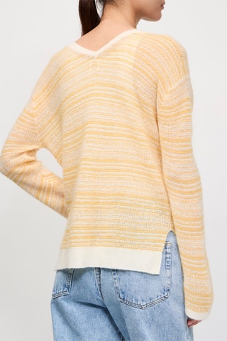 Pull en laine, mohair et alpaga Alado - Ecru et jaune