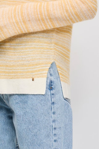 Pull en laine, mohair et alpaga Alado - Ecru et jaune