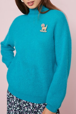 Pull en mohair et alpaga - Bleu