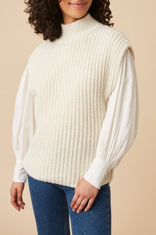 Pull en laine, mohair et alpaga - Crème