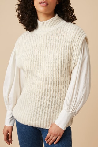 Pull en laine, mohair et alpaga - Crème