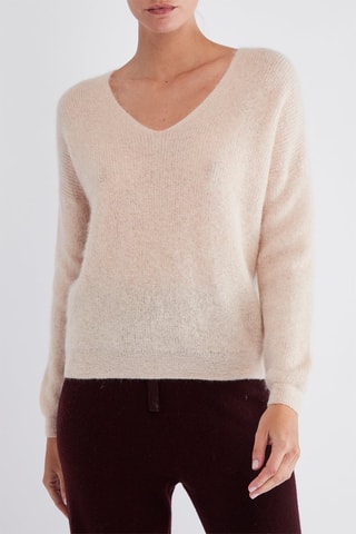 Pull en super kid mohair et baby alpaga - Rose