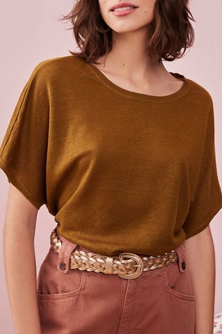 Pull en lin Pinède - Kaki