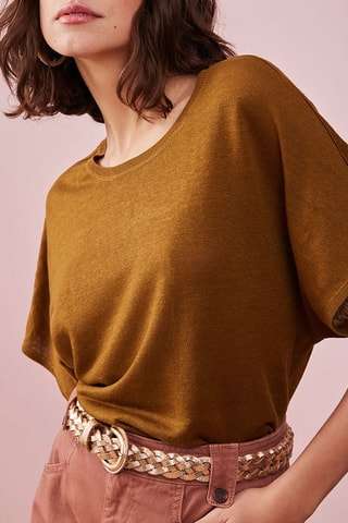 Pull en lin Pinède - Kaki