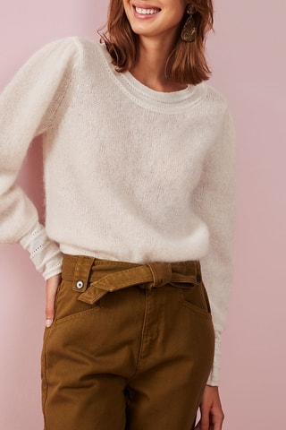 Pull en laine, mohair et alpaga Bebel - Blanc