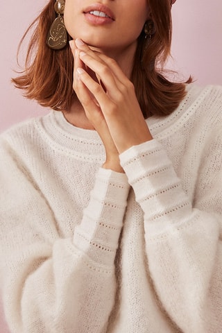 Pull en laine, mohair et alpaga Bebel - Blanc