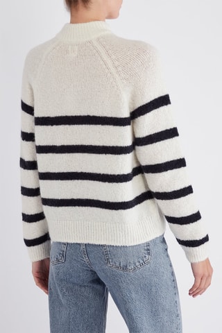 Pull en kid mohair et mérinos Chico - Blanc et bleu marine
