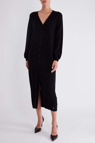 Robe longue en mérinos - Noir