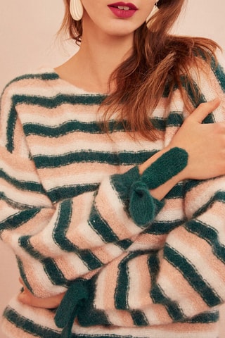 Pull en mérinos et mohair Calouna - Vert et rose