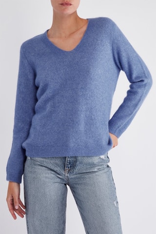 Pull en alpaga et laine - Bleu
