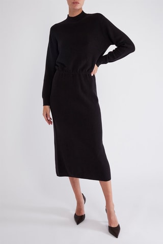 Robe longue en mérinos - Noir