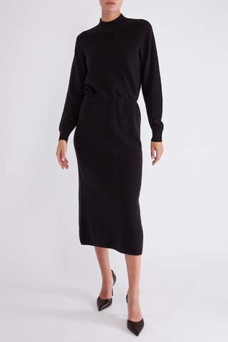 Robe longue en mérinos - Noir