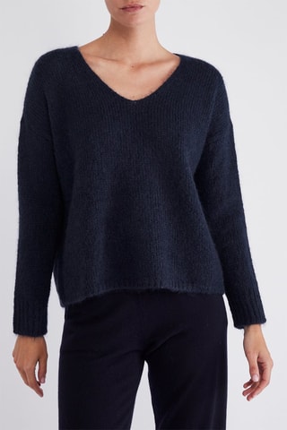 Pull en super kid mohair et laine - Bleu marine