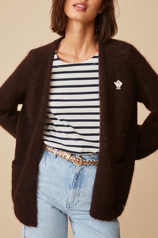 Gilet en mohair et laine - Marron