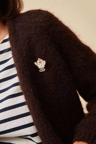 Gilet en mohair et laine - Marron