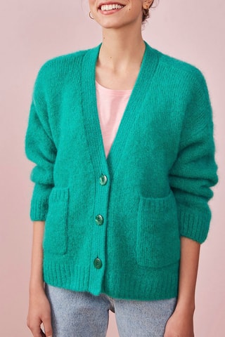Gilet en mohair et laine Mentalo Turquoise