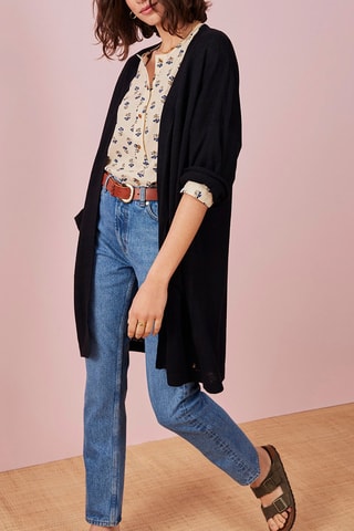 Gilet long en lin Noir