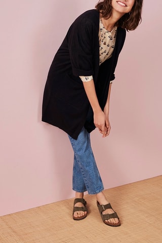 Gilet long en lin Noir