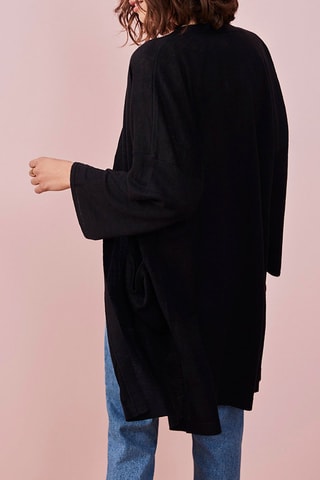 Gilet long en lin Noir