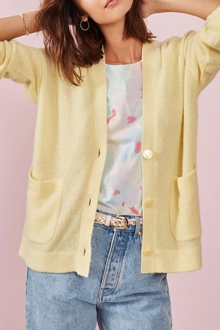 Gilet en laine, mohair et alpaga Amel - Jaune