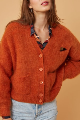 Gilet en mohair et laine - Orange