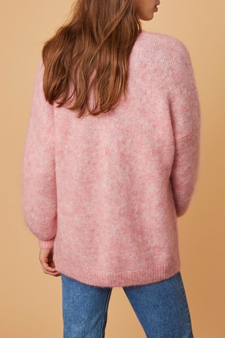 Gilet long en mohair et laine - Rose