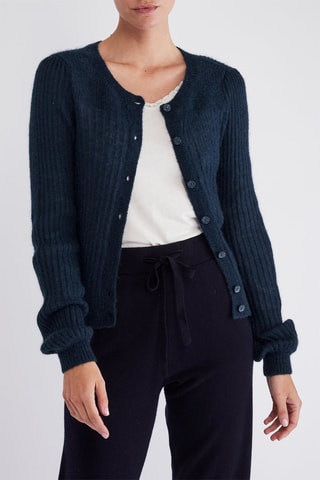 Gilet en super kid mohair et baby alpaga - Bleu