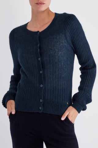 Gilet en super kid mohair et baby alpaga - Bleu