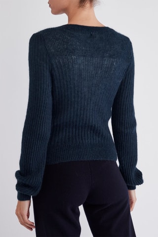 Gilet en super kid mohair et baby alpaga - Bleu