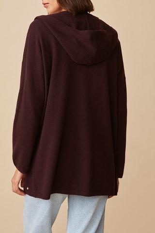 Gilet à capuche en mérinos - Marron