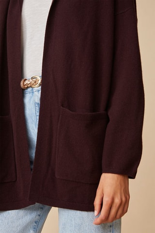 Gilet à capuche en mérinos - Marron