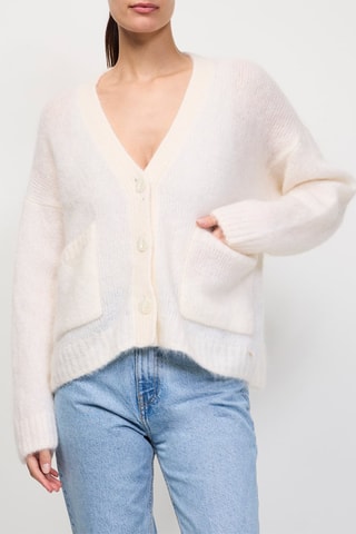 Gilet en kid mohair et laine Beauté - Ecru