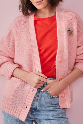 Gilet en mohair et laine Barbapapa - Rose