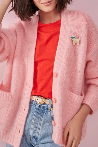 Gilet en mohair et laine Barbapapa - Rose