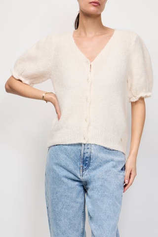 Gilet en kid mohair et mérinos Arlotte - Ecru