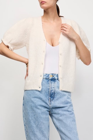 Gilet en kid mohair et mérinos Arlotte - Ecru