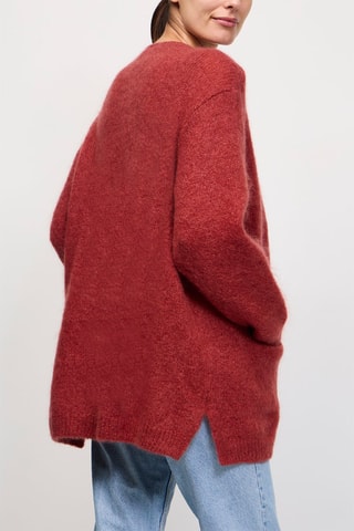 Gilet en kid mohair et laine Belina - Rouge brique