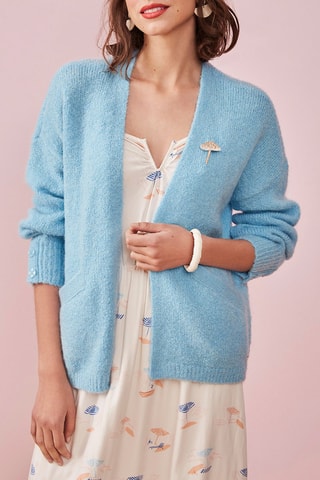 Gilet en mohair et mérinos Piscine - Bleu clair
