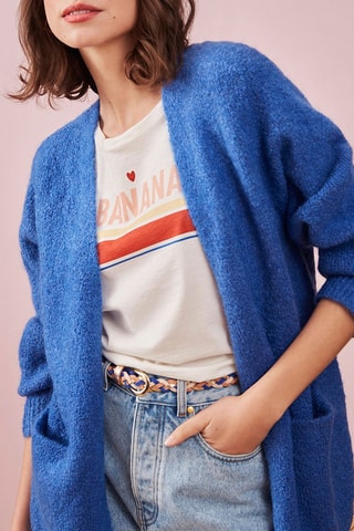 Gilet en mohair et mérinos Vague - Bleu roi